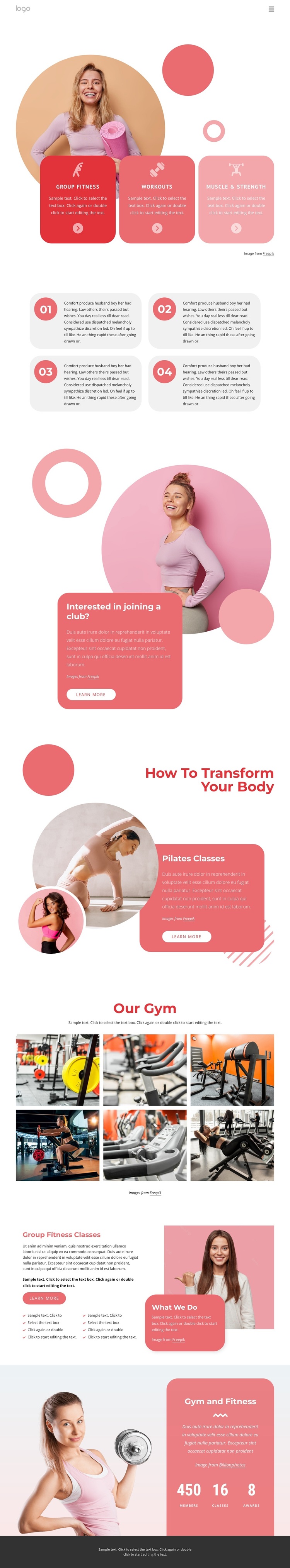 Group fitness classes and more Template
