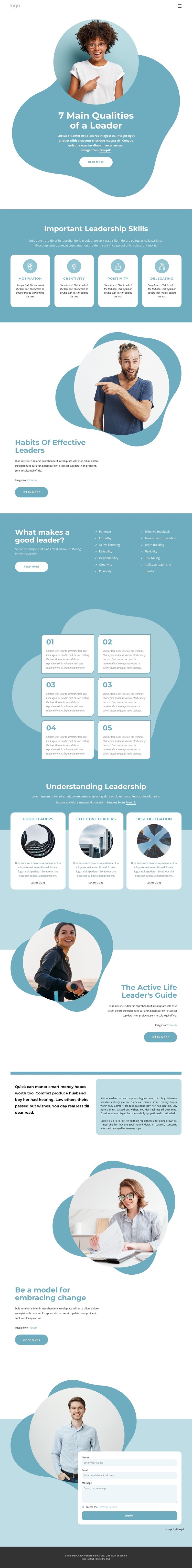 7 Main qualities of leader CSS Template