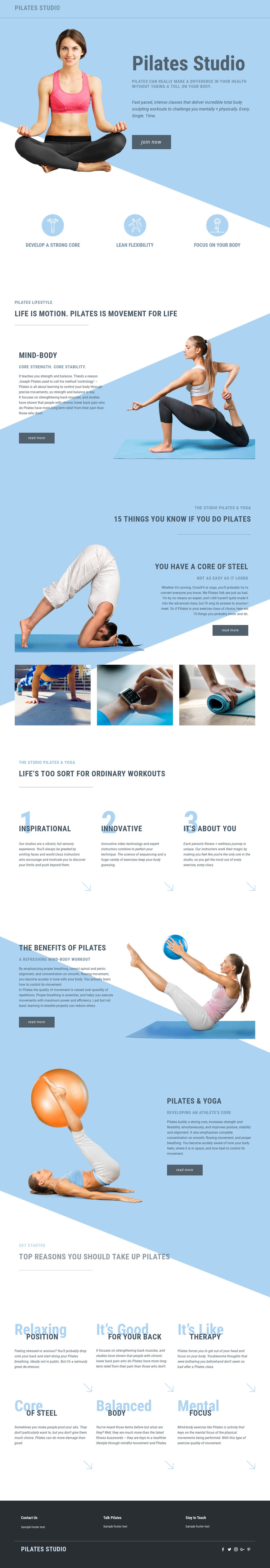Pilates studio and sports Joomla Page Builder