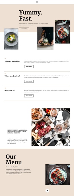 310 Food & Restaurant One Page Templates