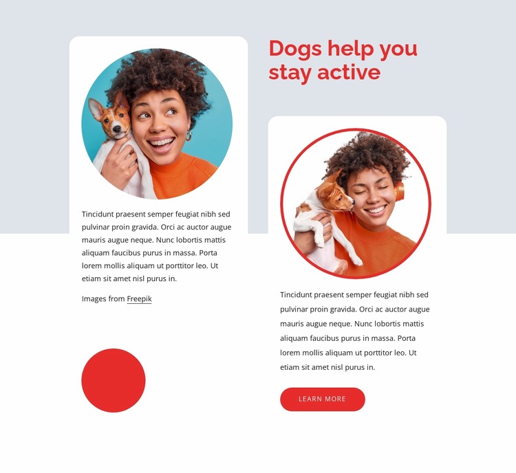 Dogs hepl you stay active WordPress Website Builder