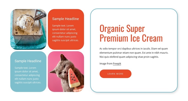 Organic ice cream Website Builder Software