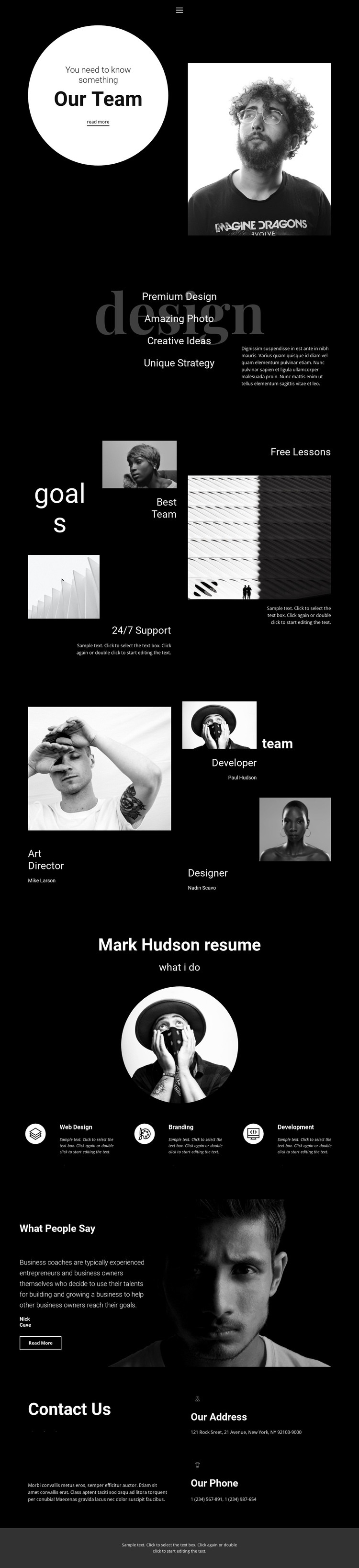 Design and development team One Page Template