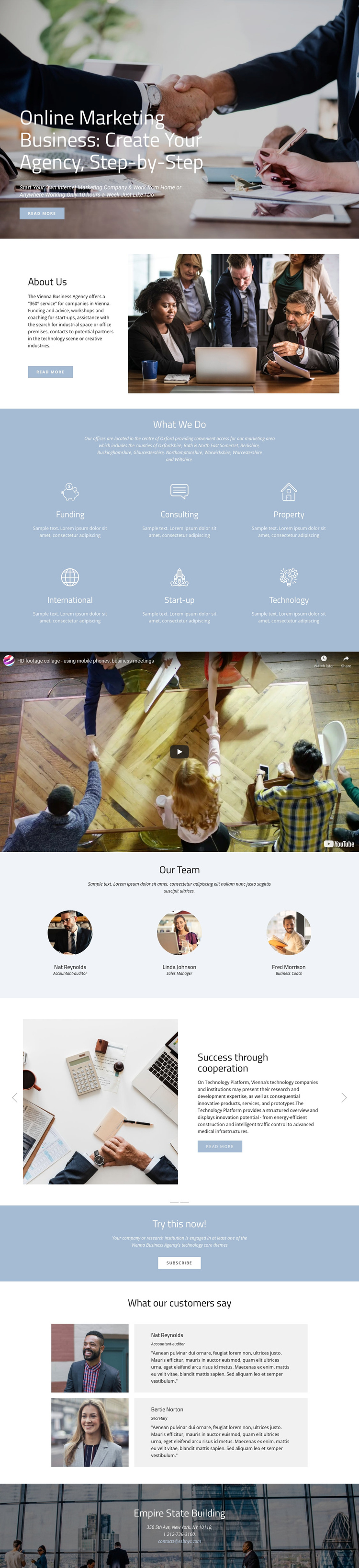 Create Your Agency One Page Template