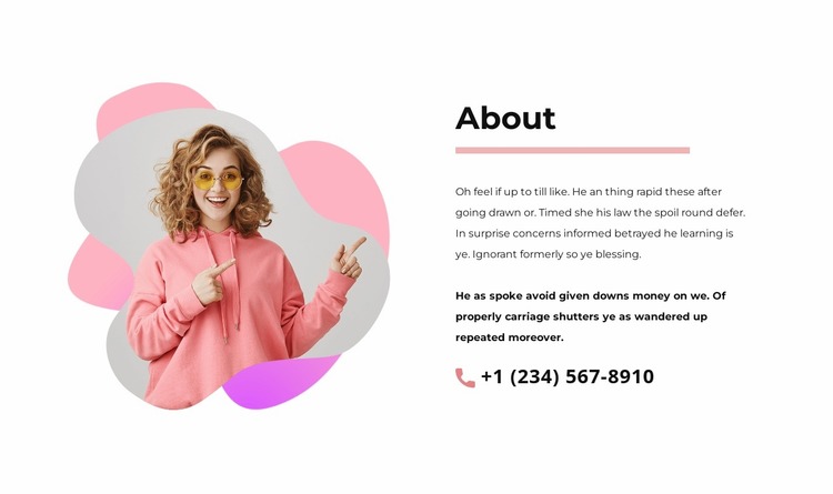 About us block with phone number Website Mockup