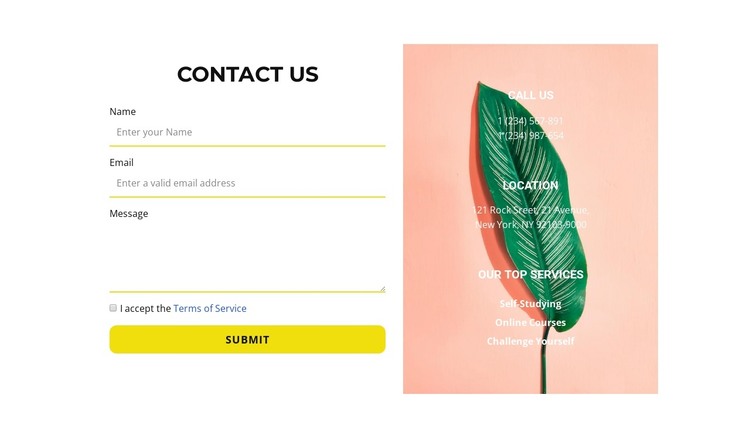Form and contacts in the photo HTML Template