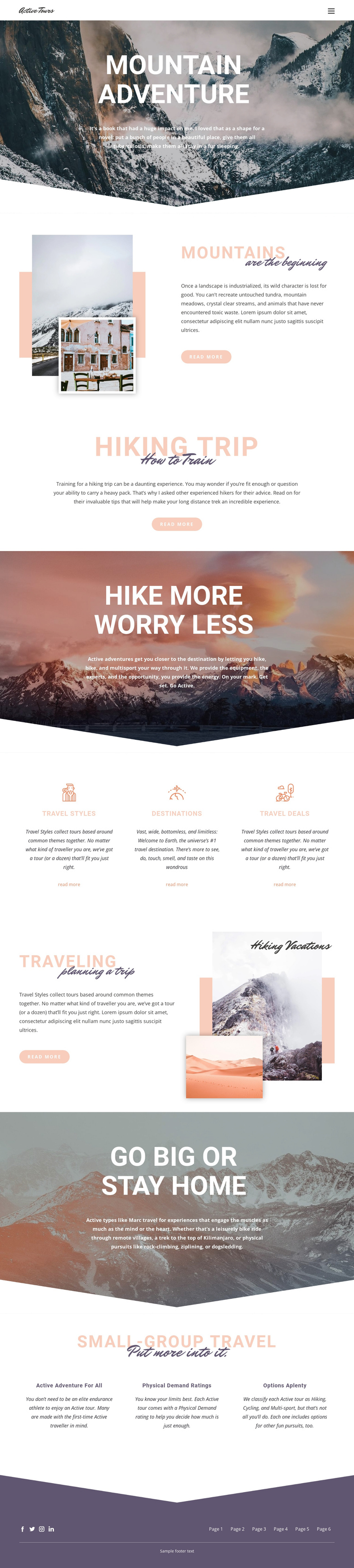 Mountain Adventure One Page Template