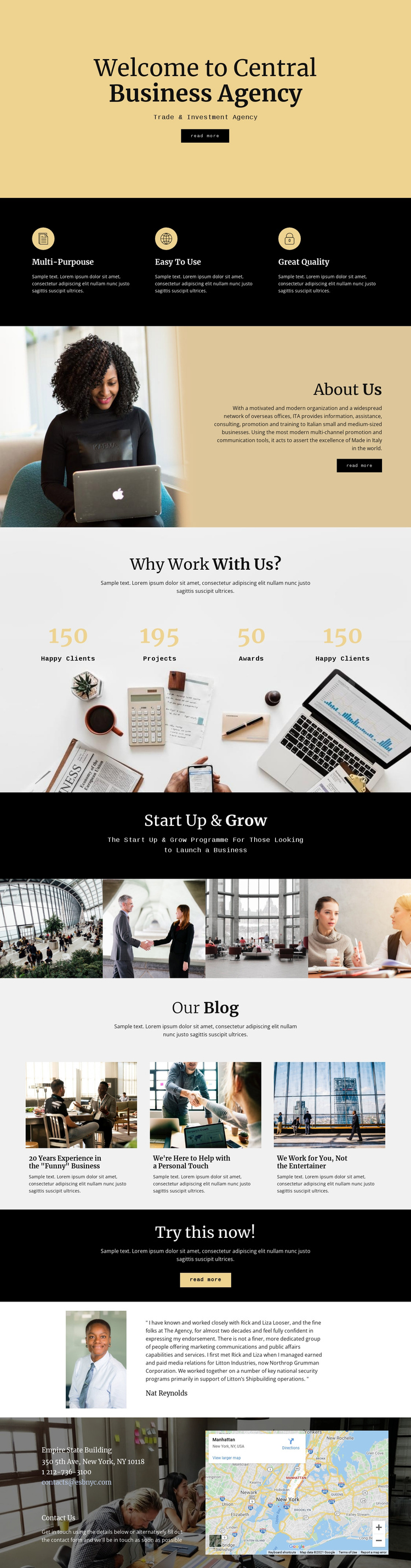 Central digital agency One Page Template
