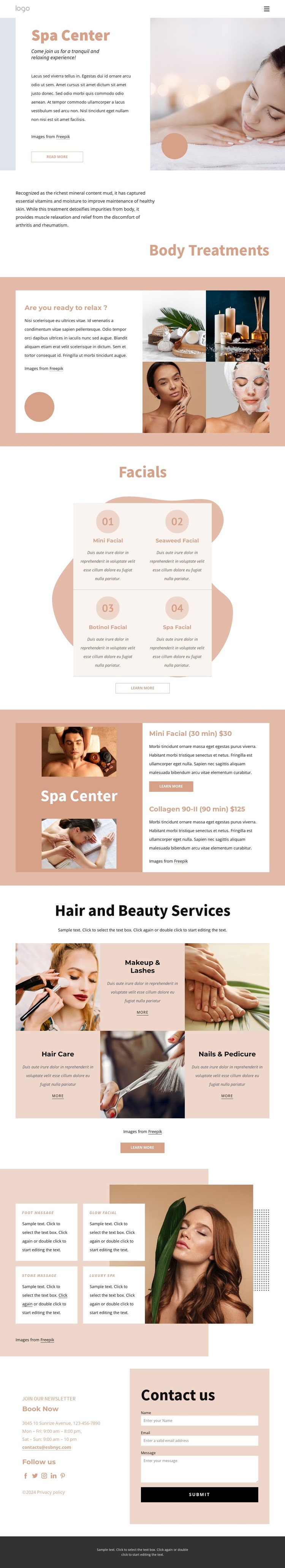 Aromatherapy and fitness spa HTML Template