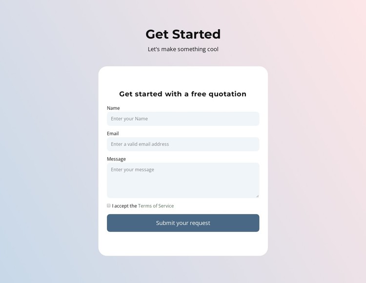 Contact form on gradient CSS Template