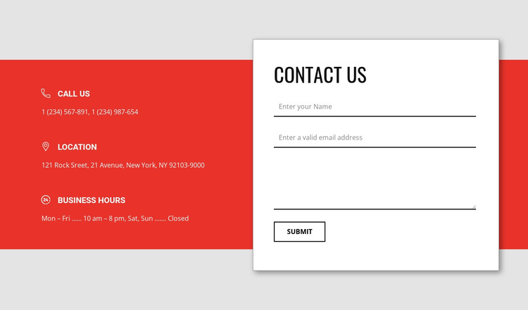 Overlapping contact form HTML5 Template