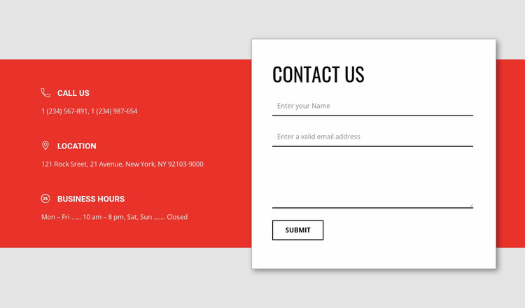 Overlapping contact form Website Builder Templates
