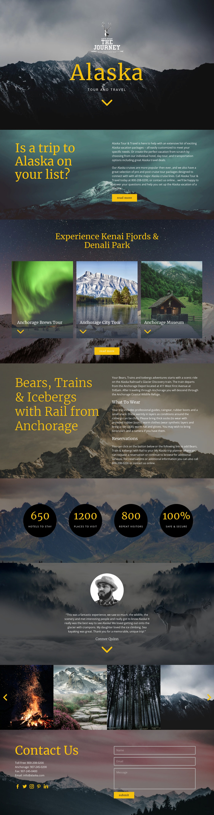 Alaska Travel Landing Page