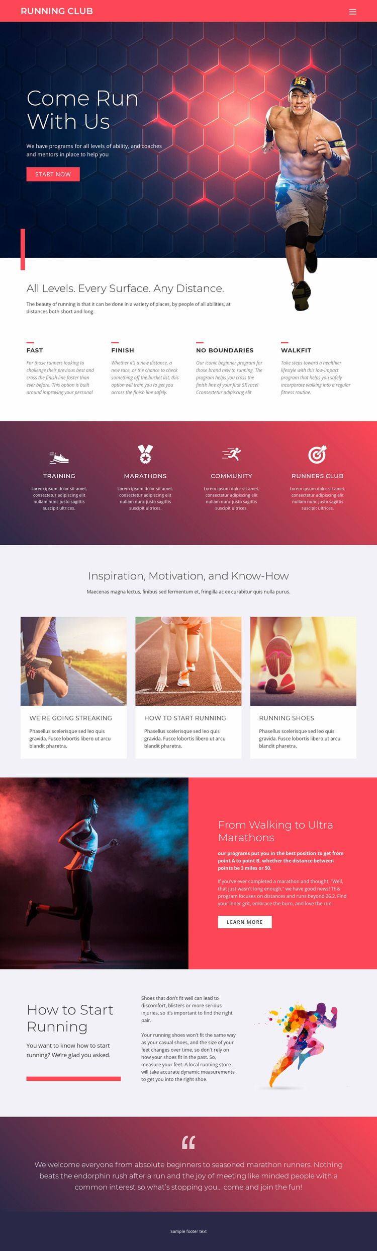 Running and sports Website Mockup