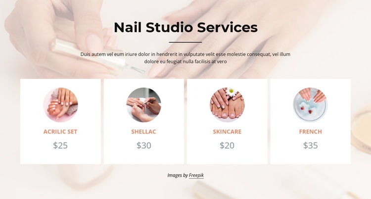 Nails studio services Web Page Designer