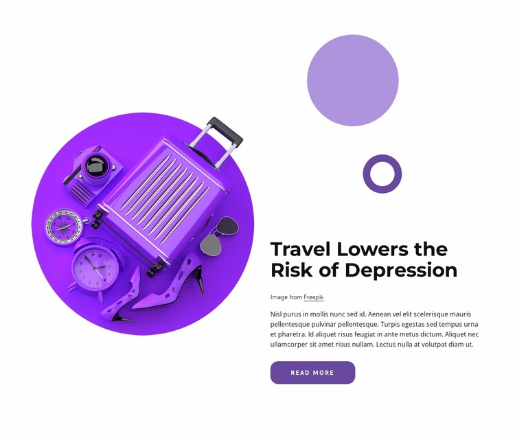 Travel lowers risk of depression Website Mockup