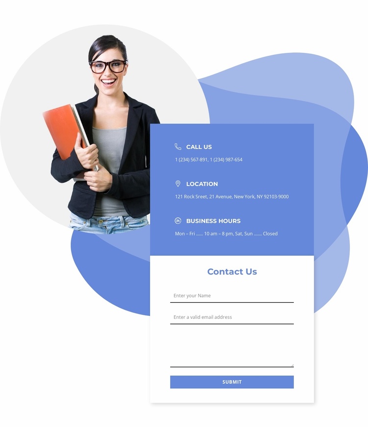 Contacts Block With Shapes Website Template