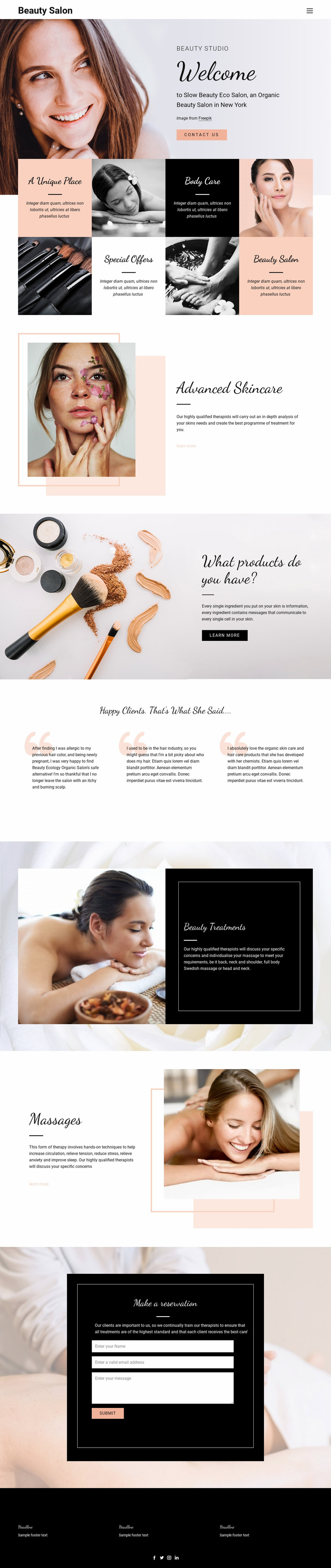 Hair, nail and beauty salon Website Builder Templates