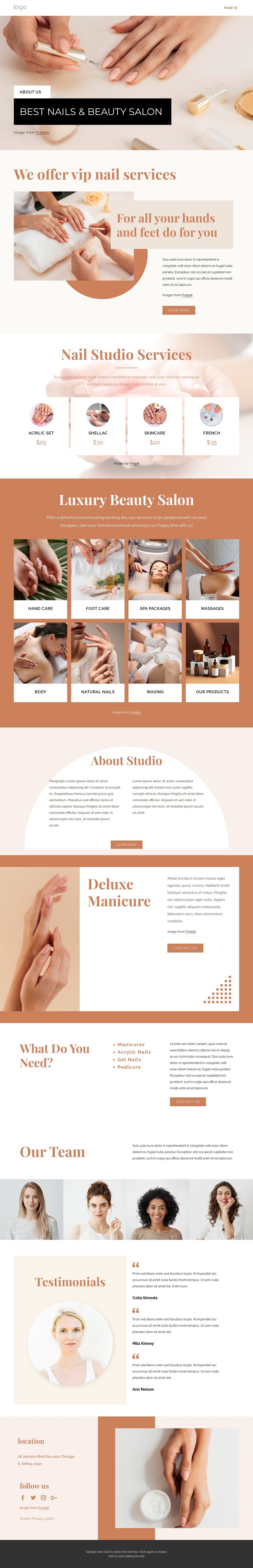 Professional nail art One Page Template
