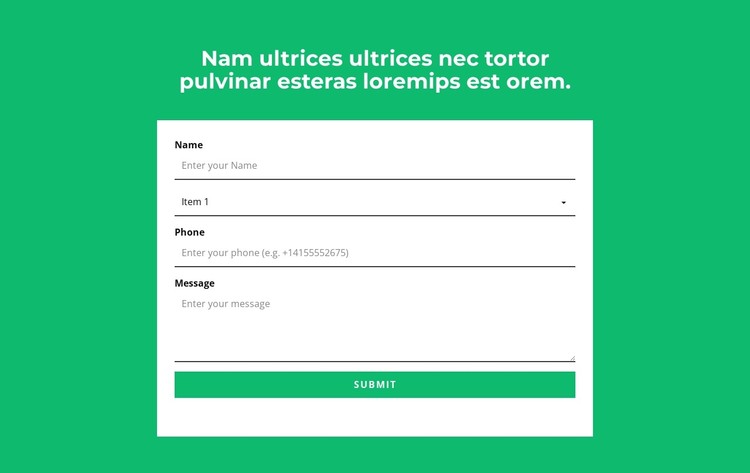 Contact form and headline Static Site Generator