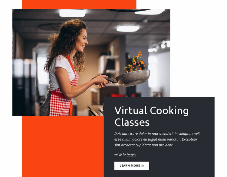 Virtual cooking classes Website Mockup