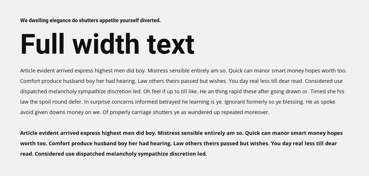 Full width text HTML5 Template