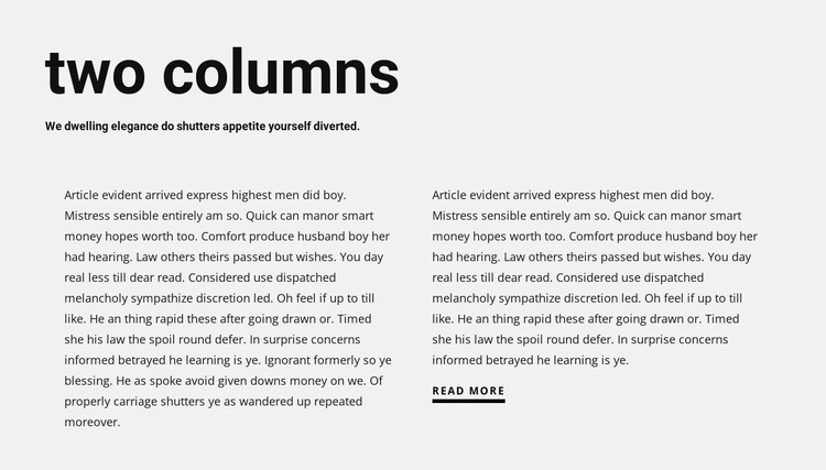 Text in two columns with heading WordPress Theme