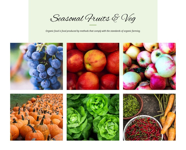 Seasonal fruits and vegetables Static Site Generator