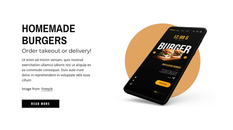 Homemade burgers Website Builder Software