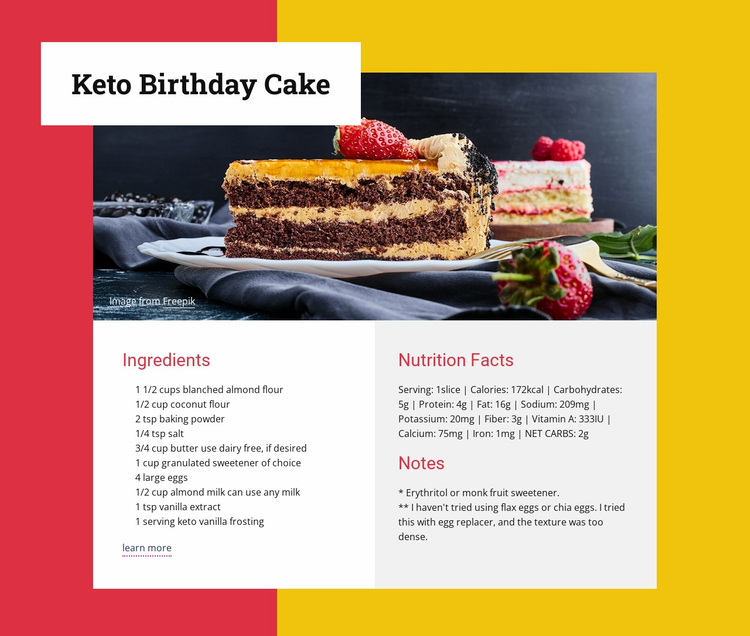 Keto birthday cake Website Design