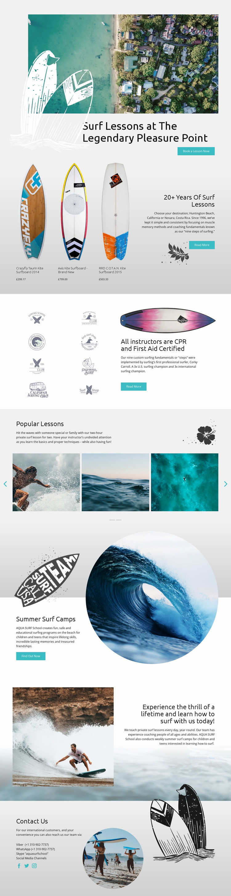 Surf Lessons Website Design