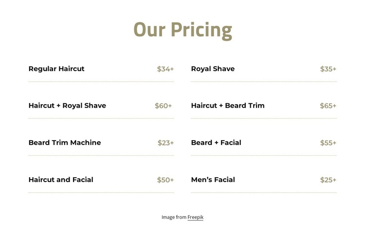 Cut and shave pricing HTML Template
