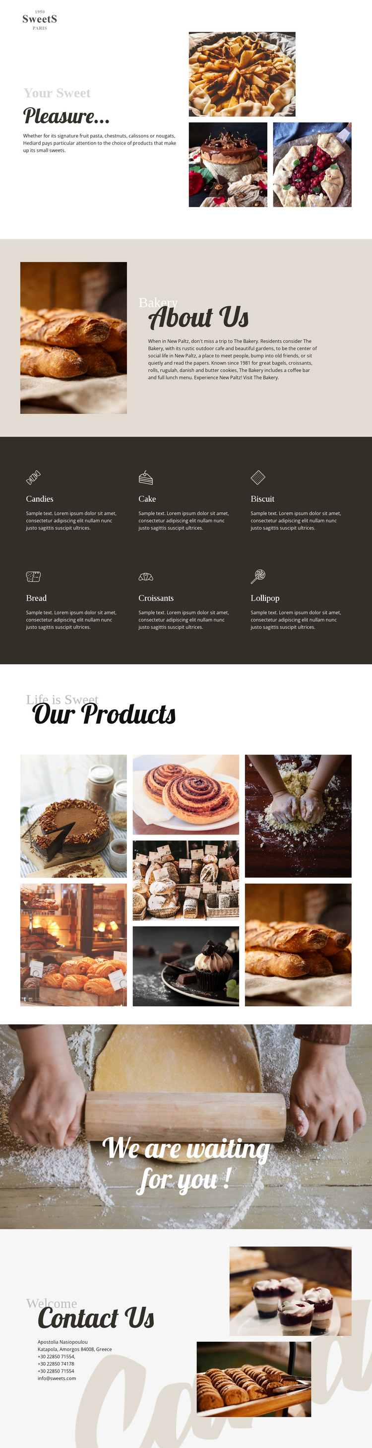 Cakes and baking food One Page Template