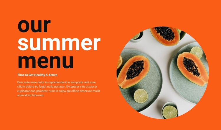 Summer menu Website Template Summer menu Website Template