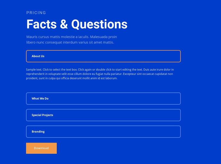 Questions One Page Template