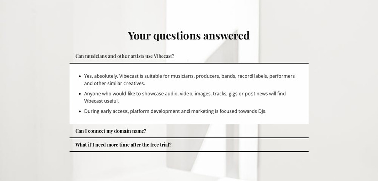 Answers to important questions Website Mockup