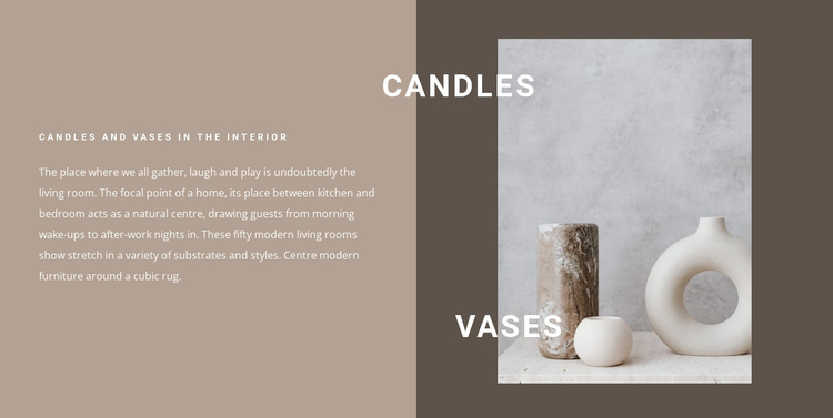 Candles and vases in the interior Joomla Page Builder