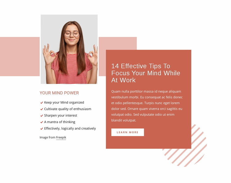 Focus your mind while at work Website Template