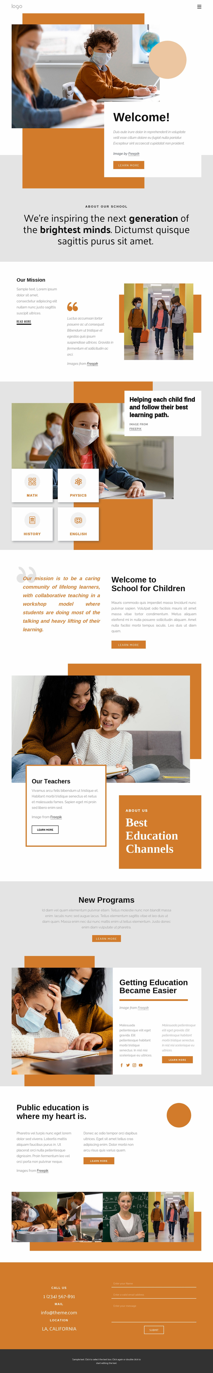 Primary school Landing Page