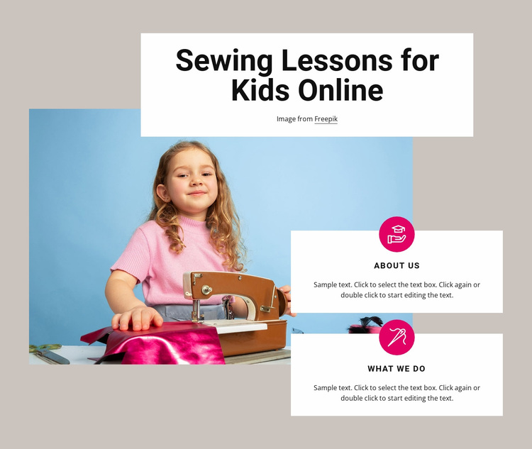 Sewing lessons for kids Website Design