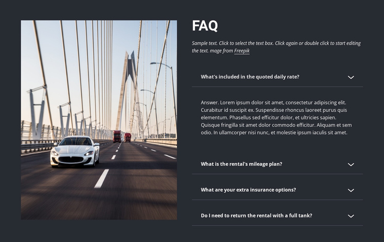 Questions to ask when renting a car Website Template