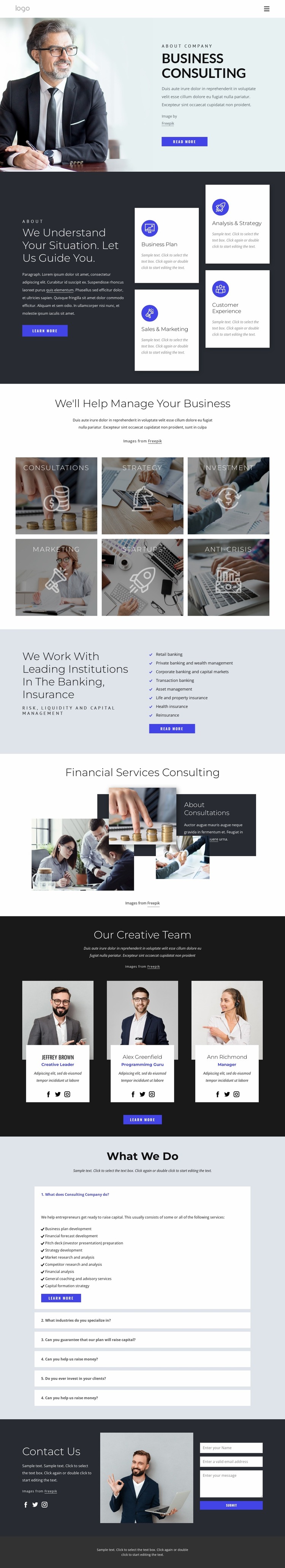 Successful financial strategy Website Mockup