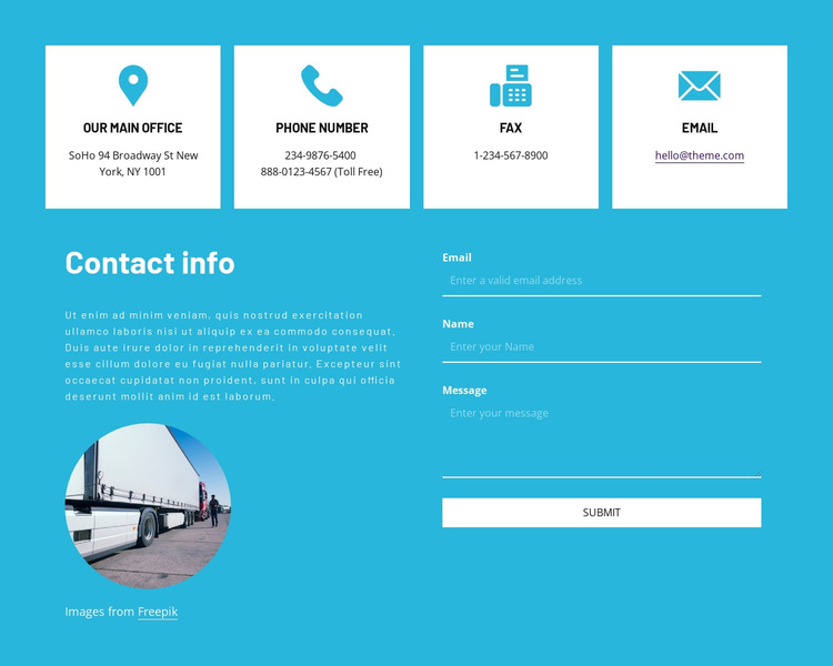 Contact information with icons HTML5 Template