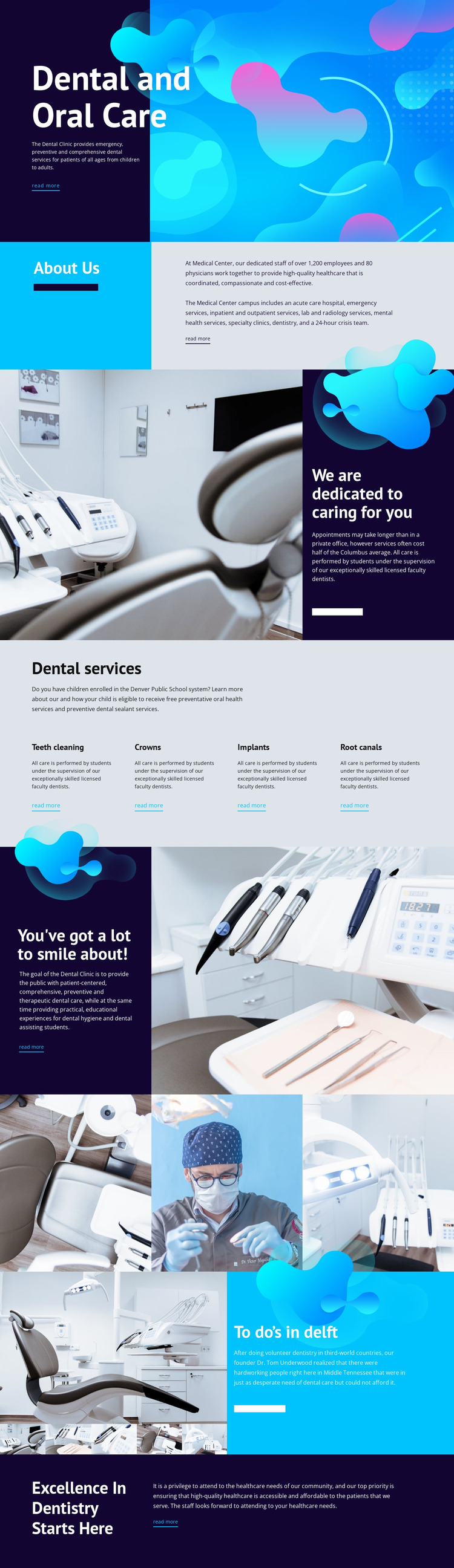 Oral care and dental medicine WordPress Website Builder