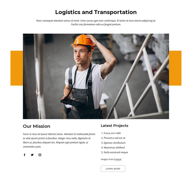 Logistics and transportation company HTML5 Template