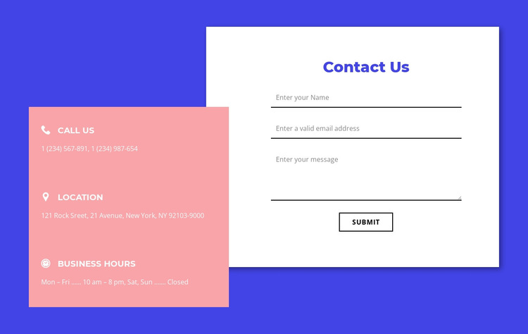 Contact form with overlapping element HTML5 Template