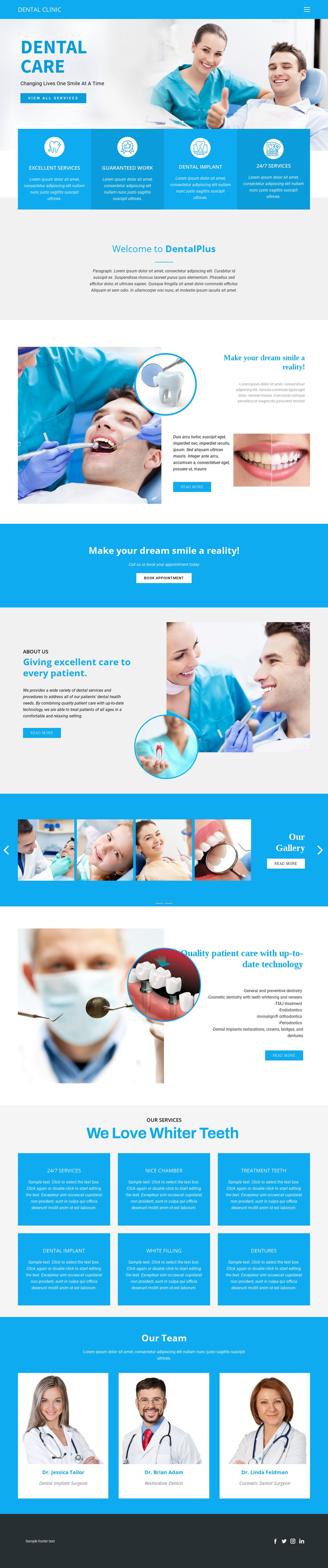 Dental care and medicine One Page Template