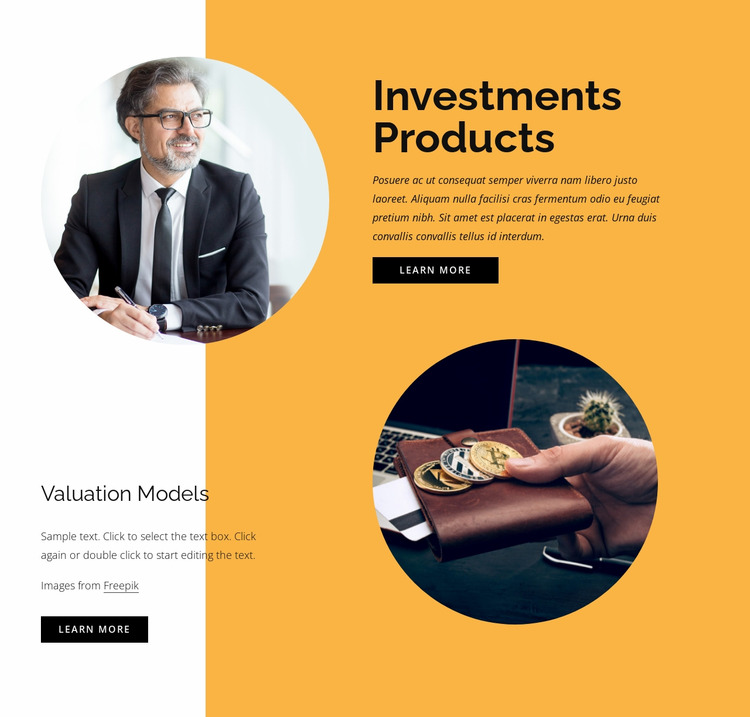 Investments products Html Website Builder
