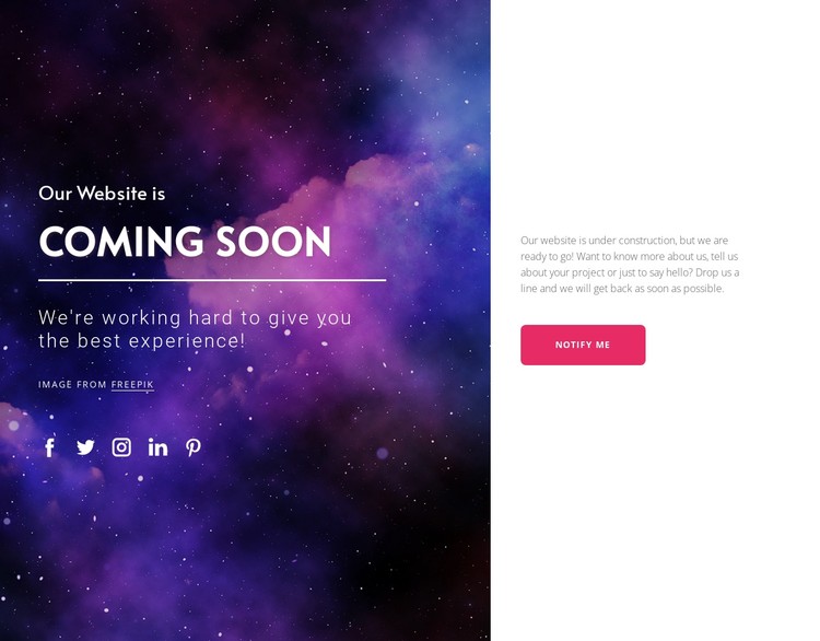Coming soon with button CSS Template