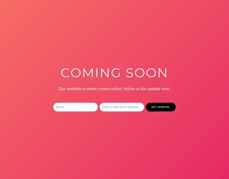 Coming soon with subscribe form Static Site Generator